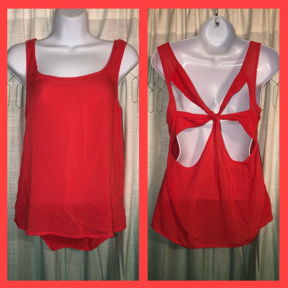Charlotte Russe Coral Tank Top with Cut-Out Back M